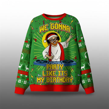 2026 We Gonna Party Like Its My Birthday Ugly Christmas Sweater - Moonbestprint