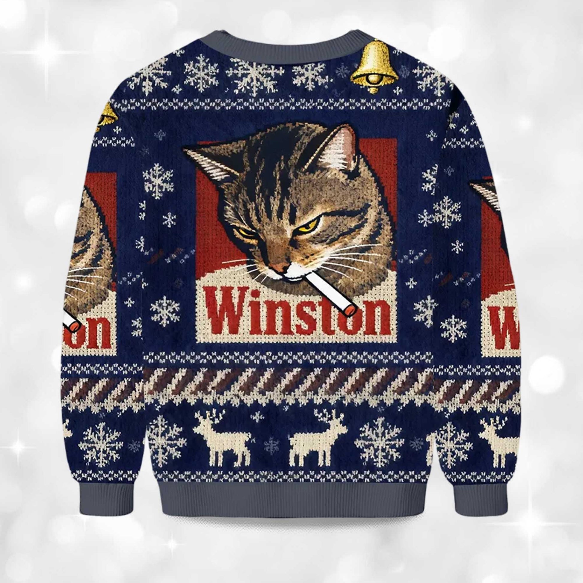 2026 Christmas Winston Smoking Cat Ugly Sweater Moonbestprint