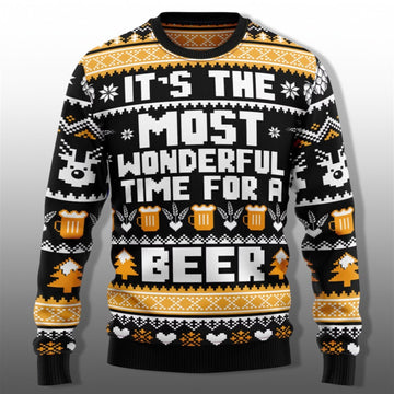 2026 Christmas Wonderful Time For A Beer Ugly Sweater - Moonbestprint