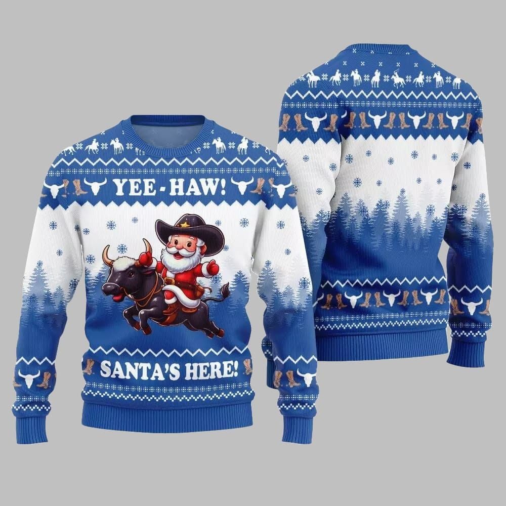 2026 Christmas Yee Haw Santas Here Ugly Christmas Sweater - Moonbestprint