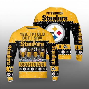 2026 Christmas Yes I Am Old But I Saw Steelers Greatness Ugly Sweater - Moonbestprint