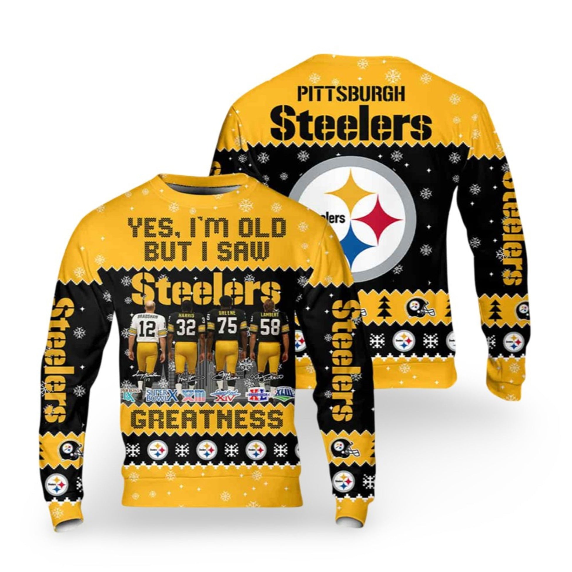 2026 Christmas Yes I Am Old But I Saw Steelers Greatness Ugly Sweater - Moonbestprint