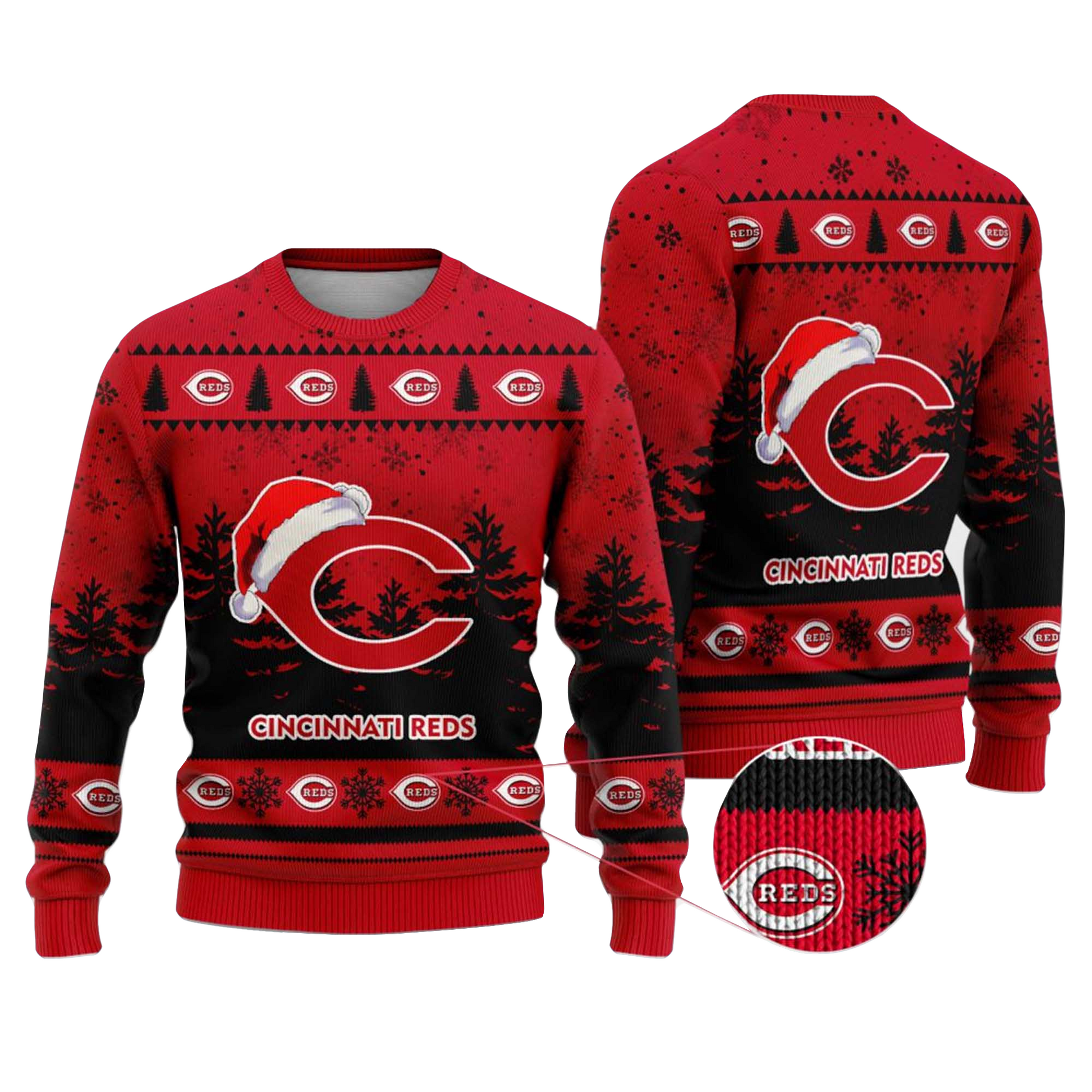 2025 Cincinnati Reds Snowflakes Christmas Ugly Sweater – Moonbestprint