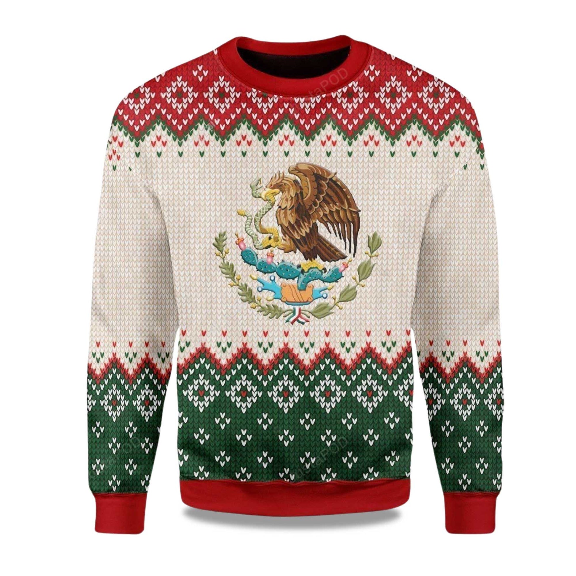 2026 Coat Of Arms Of Mexico Christmas Ugly Sweater Moonbestprint