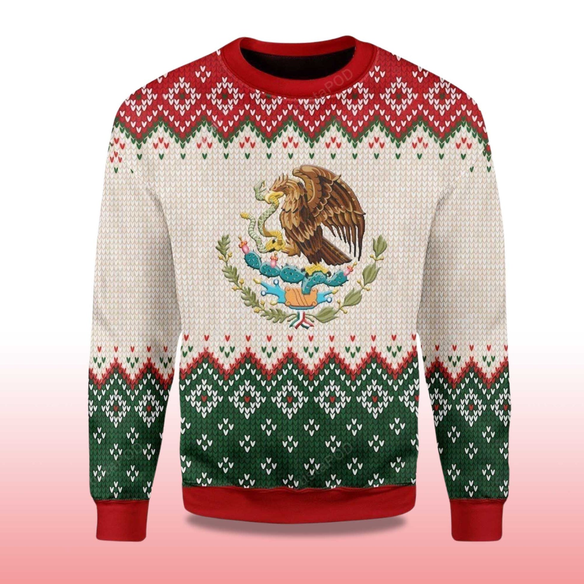 2026 Coat Of Arms Of Mexico Christmas Ugly Sweater Moonbestprint