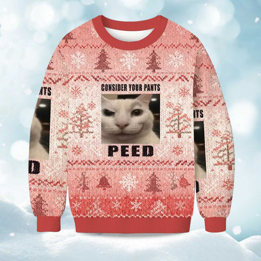 2026 Consider Your Pants Peed Cat Christmas Ugly Sweater Moonbestprint