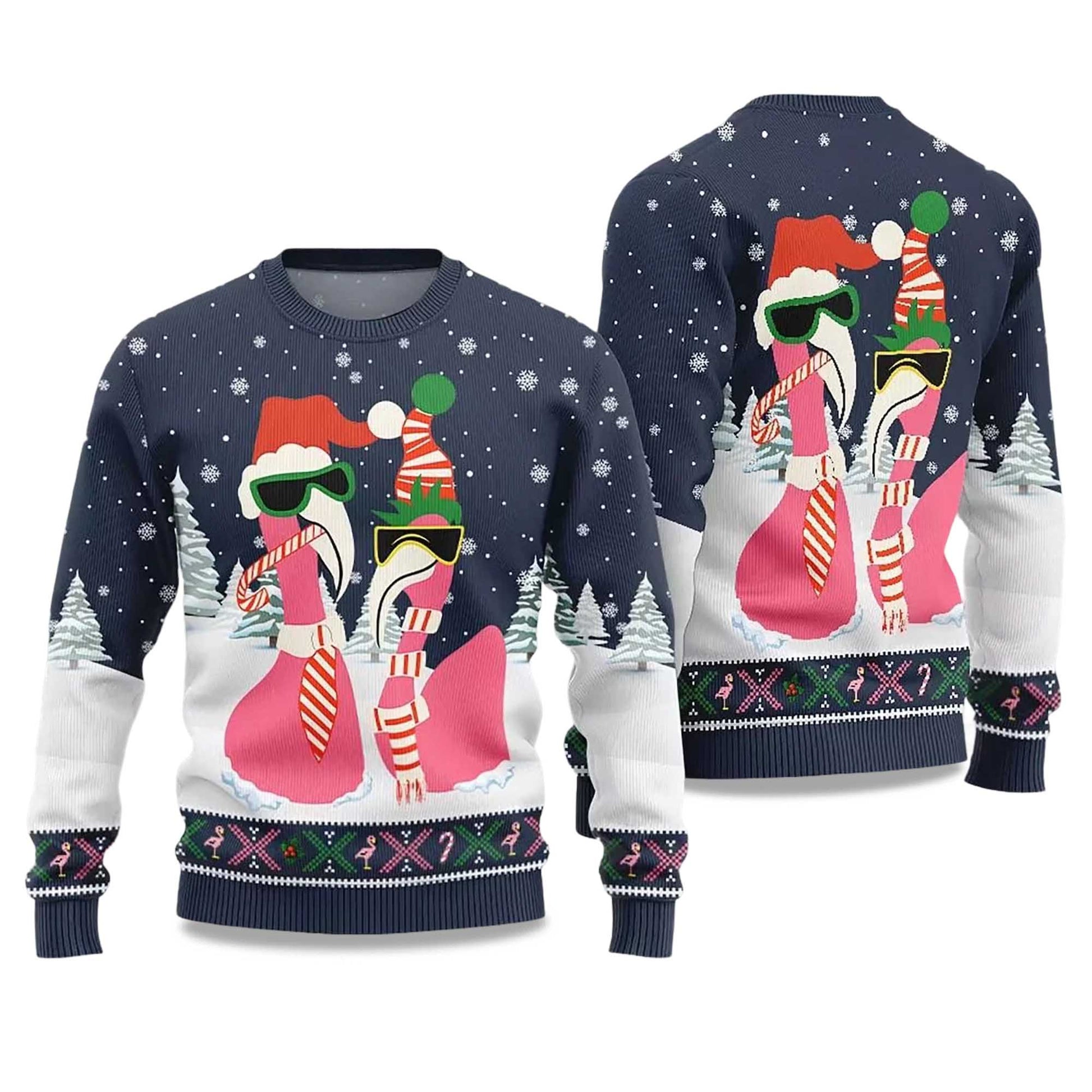 2026 Cool Flamingo Ugly Christmas Sweater Moonbestprint