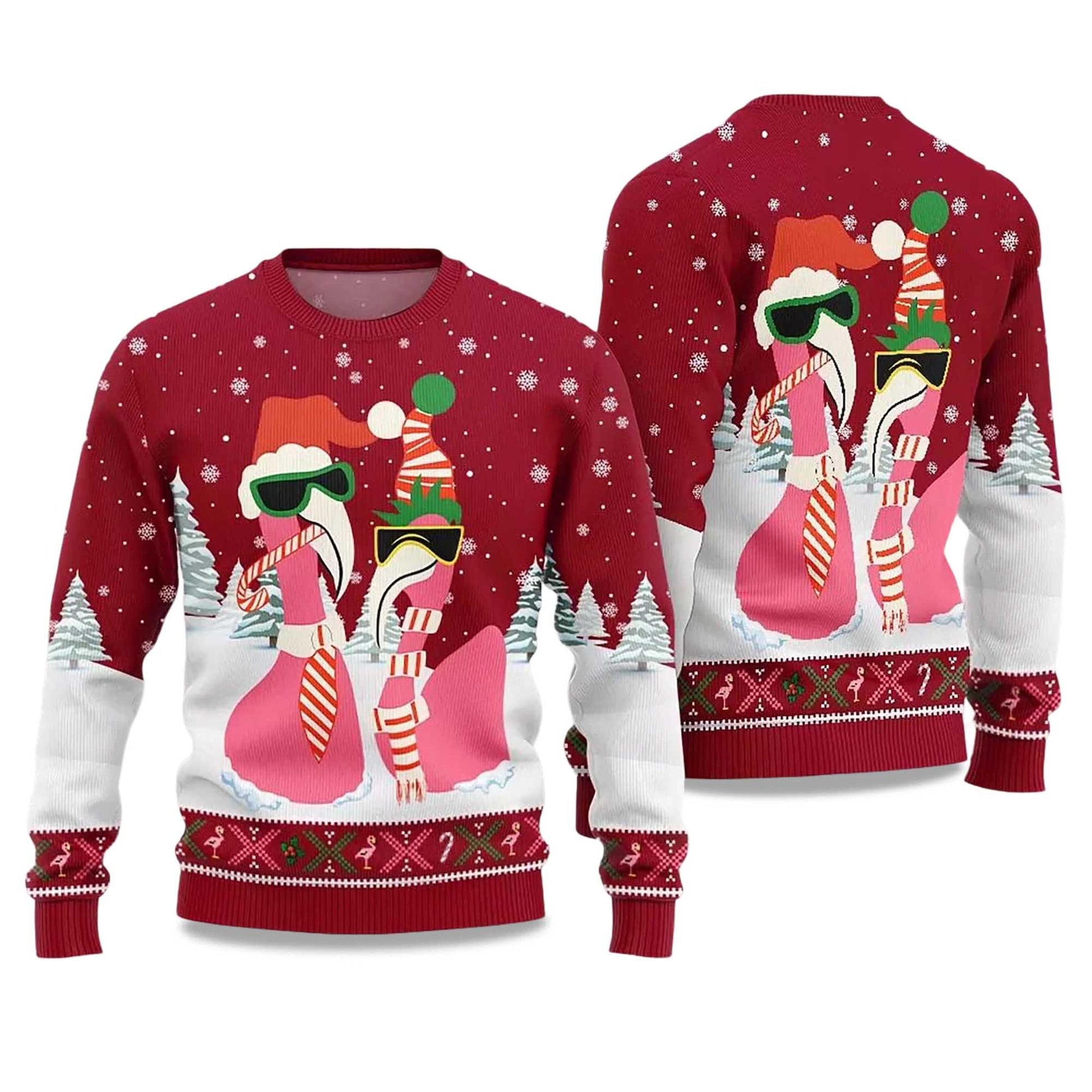 2026 Cool Flamingo Ugly Christmas Sweater Moonbestprint