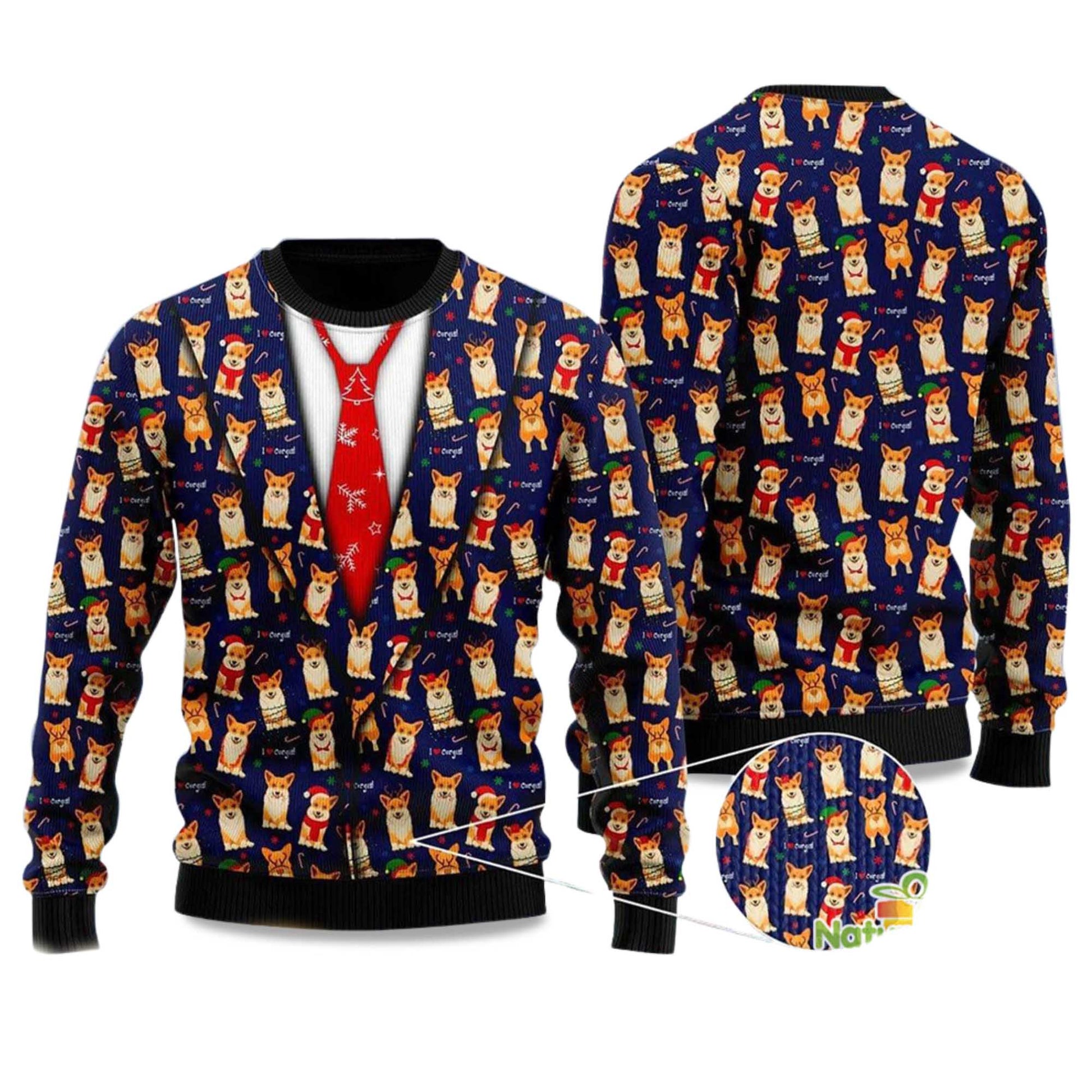 2026 Corgis Christmas Pattern Vest Style Ugly Christmas Sweater Moonbestprint