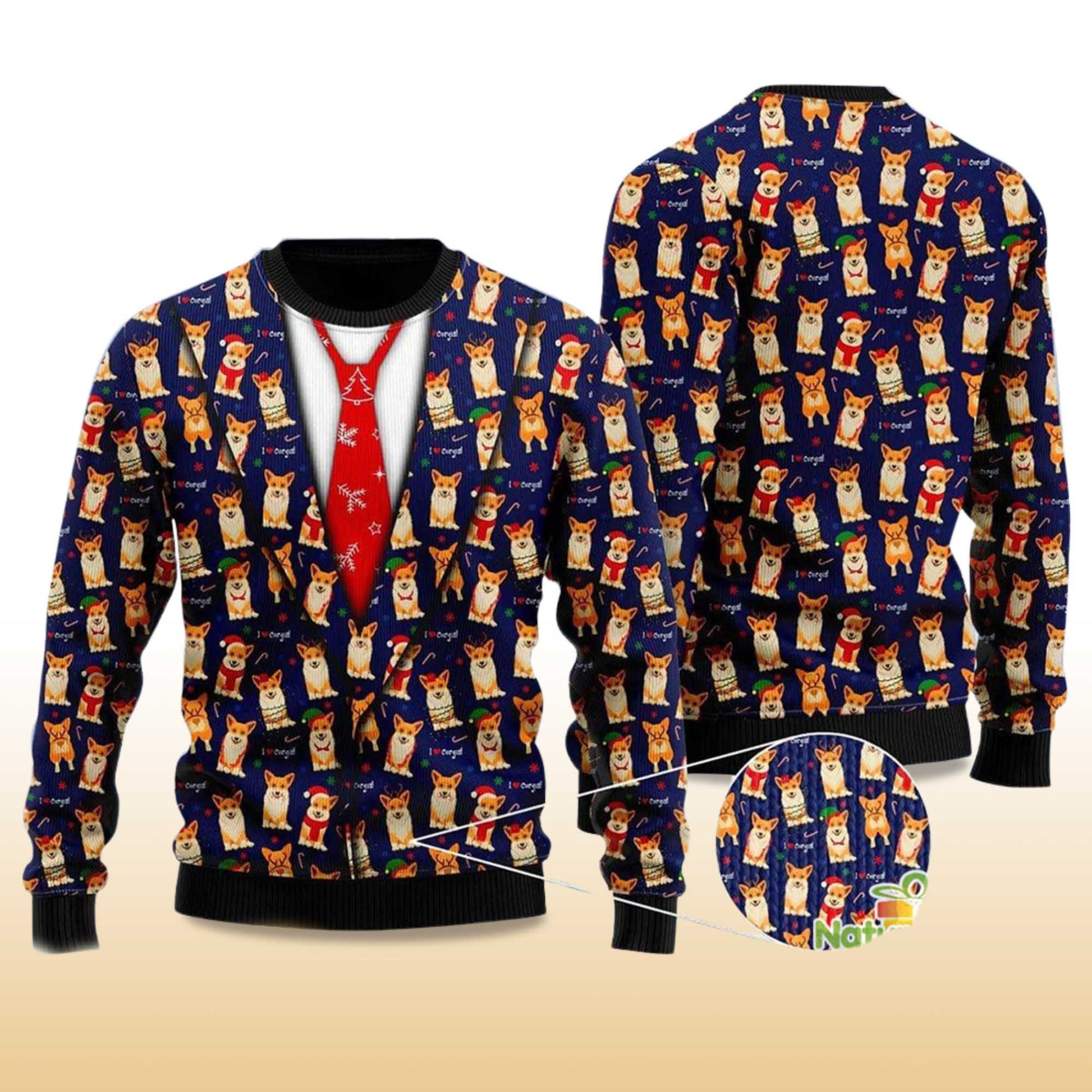 2026 Corgis Christmas Pattern Vest Style Ugly Christmas Sweater Moonbestprint