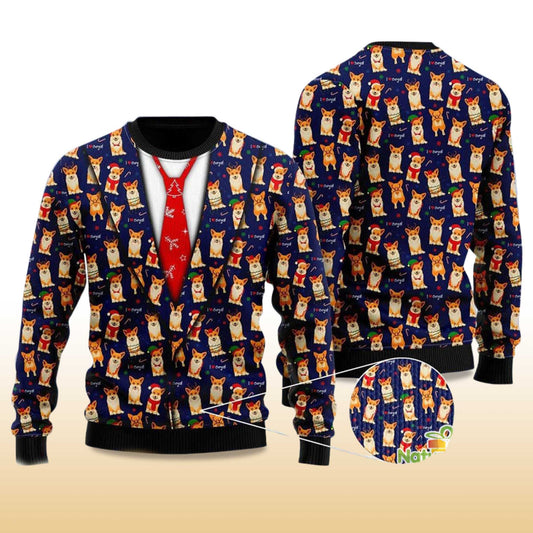 2026 Corgis Christmas Pattern Vest Style Ugly Christmas Sweater Moonbestprint