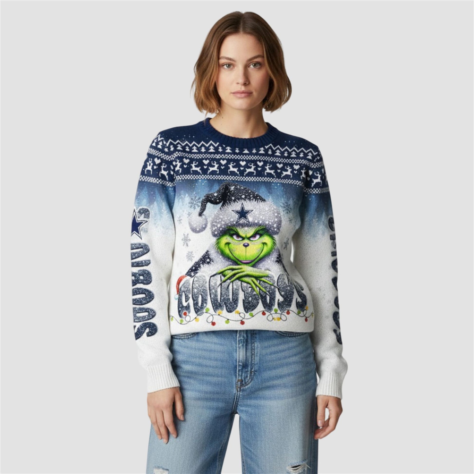 2026 Cowboys Grnch Season Christmas Ugly Sweater - Moonbestprint