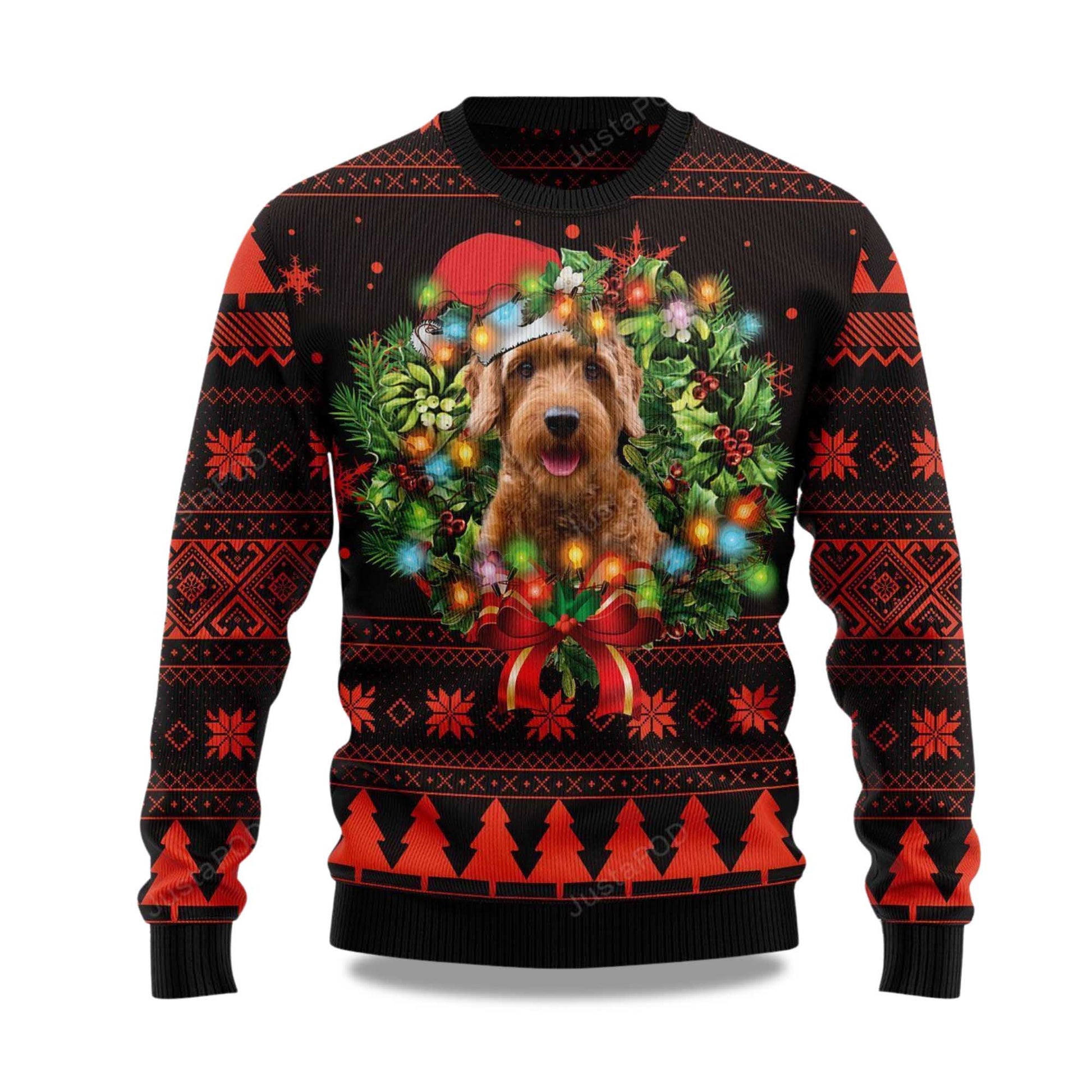 2026 Cute Goldendoodle Dog Christmas Ugly Sweater Moonbestprint