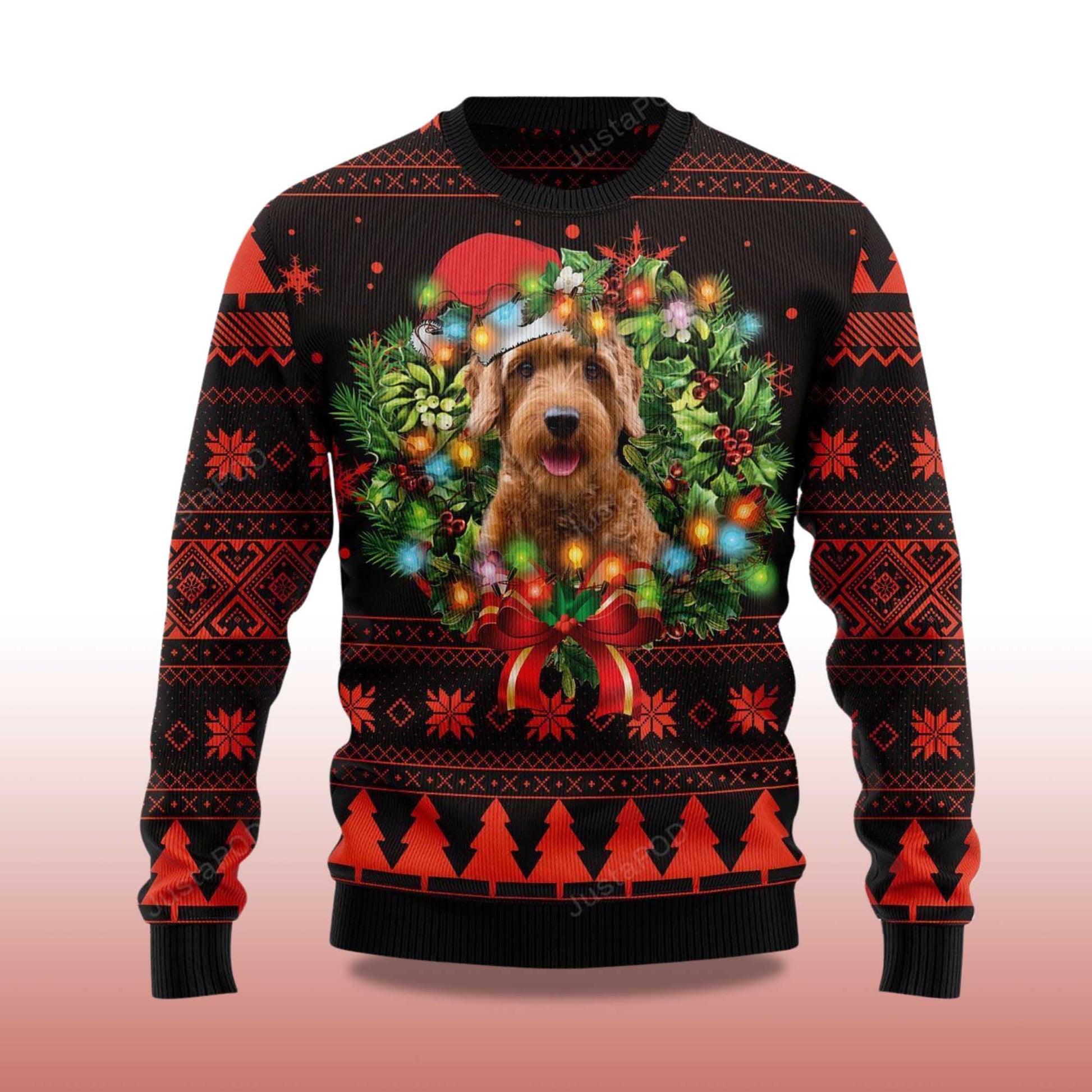 2026 Cute Goldendoodle Dog Christmas Ugly Sweater Moonbestprint