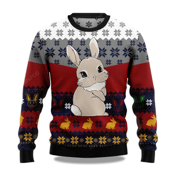 2026 Cute Rabbit Christmas Ugly Sweater Moonbestprint