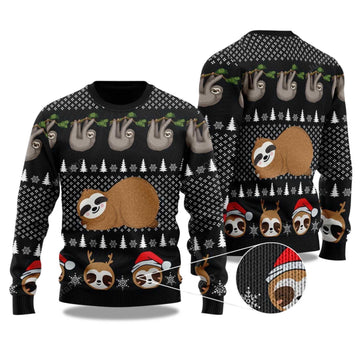 2026 Cute Sloth Santa Christmas Ugly Sweater Moonbestprint