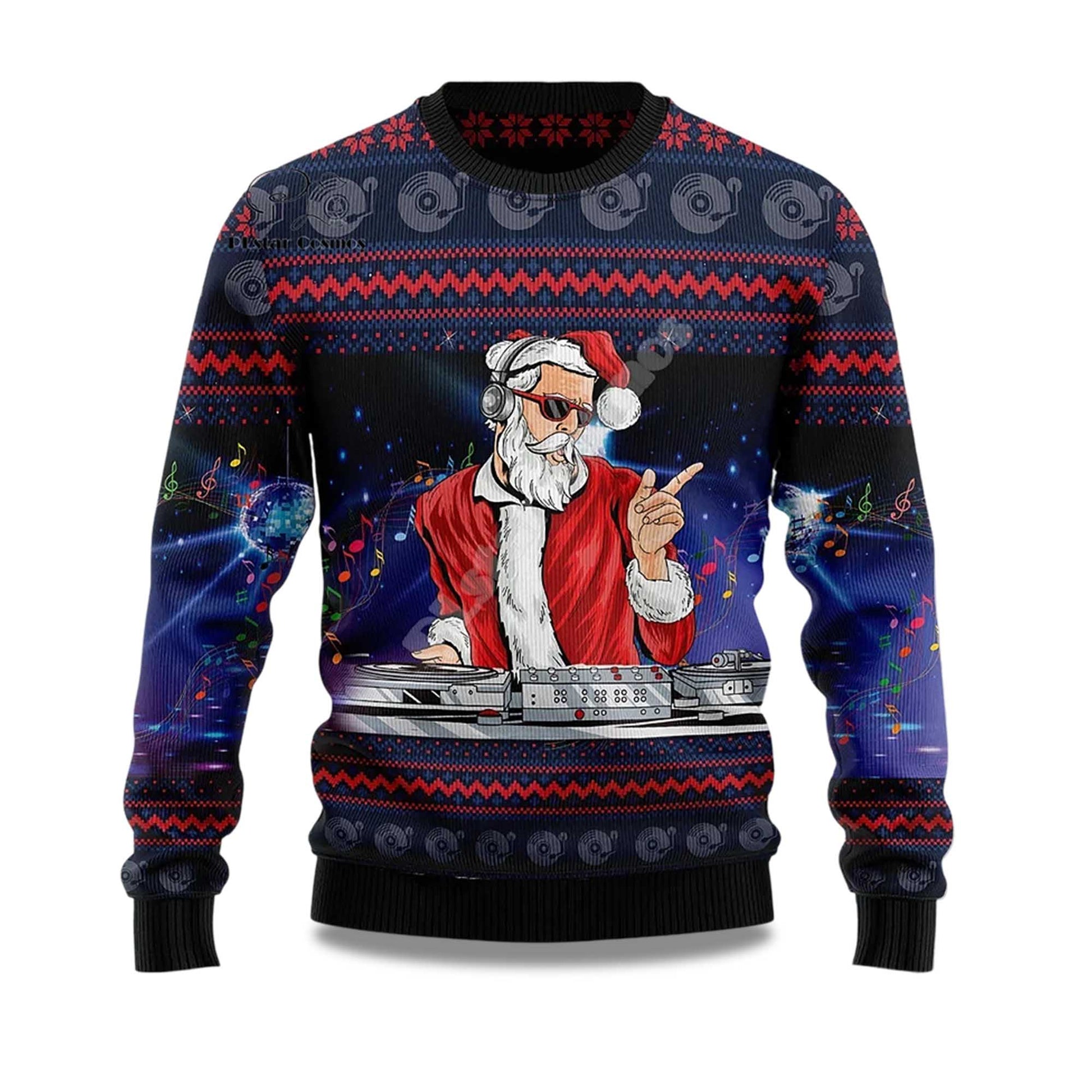 2026 DJ Claus Ugly Chrismas Sweater Moonbestprint