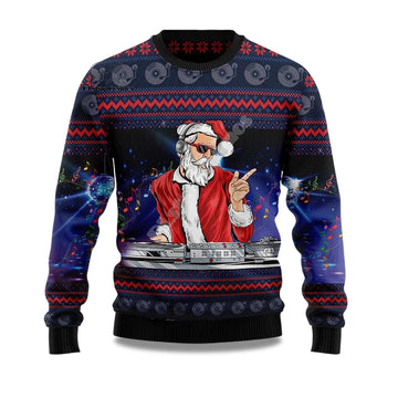2026 DJ Claus Ugly Chrismas Sweater Moonbestprint