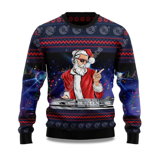 2026 DJ Claus Ugly Chrismas Sweater Moonbestprint
