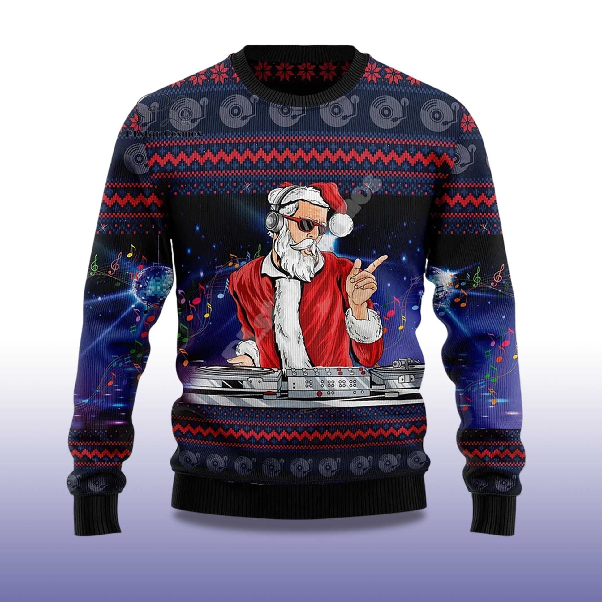 2026 DJ Claus Ugly Chrismas Sweater Moonbestprint