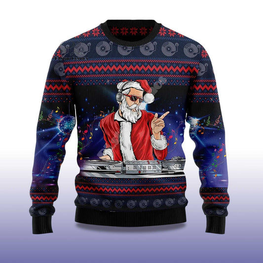 2026 DJ Claus Ugly Chrismas Sweater Moonbestprint