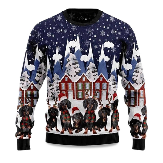 2026 Dachshund Family Dog Ugly Christmas Sweater Moonbestprint