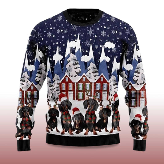 2026 Dachshund Family Dog Ugly Christmas Sweater Moonbestprint