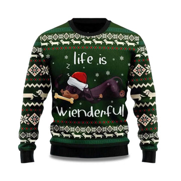 2026 Dachshund Life Is Wienderful Ugly Christmas Sweater Moonbestprint
