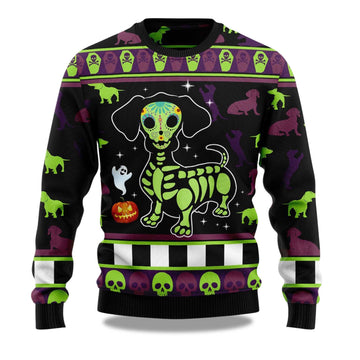 2026 Dachshund Pumpkin Christmas Ugly Sweater Moonbestprint