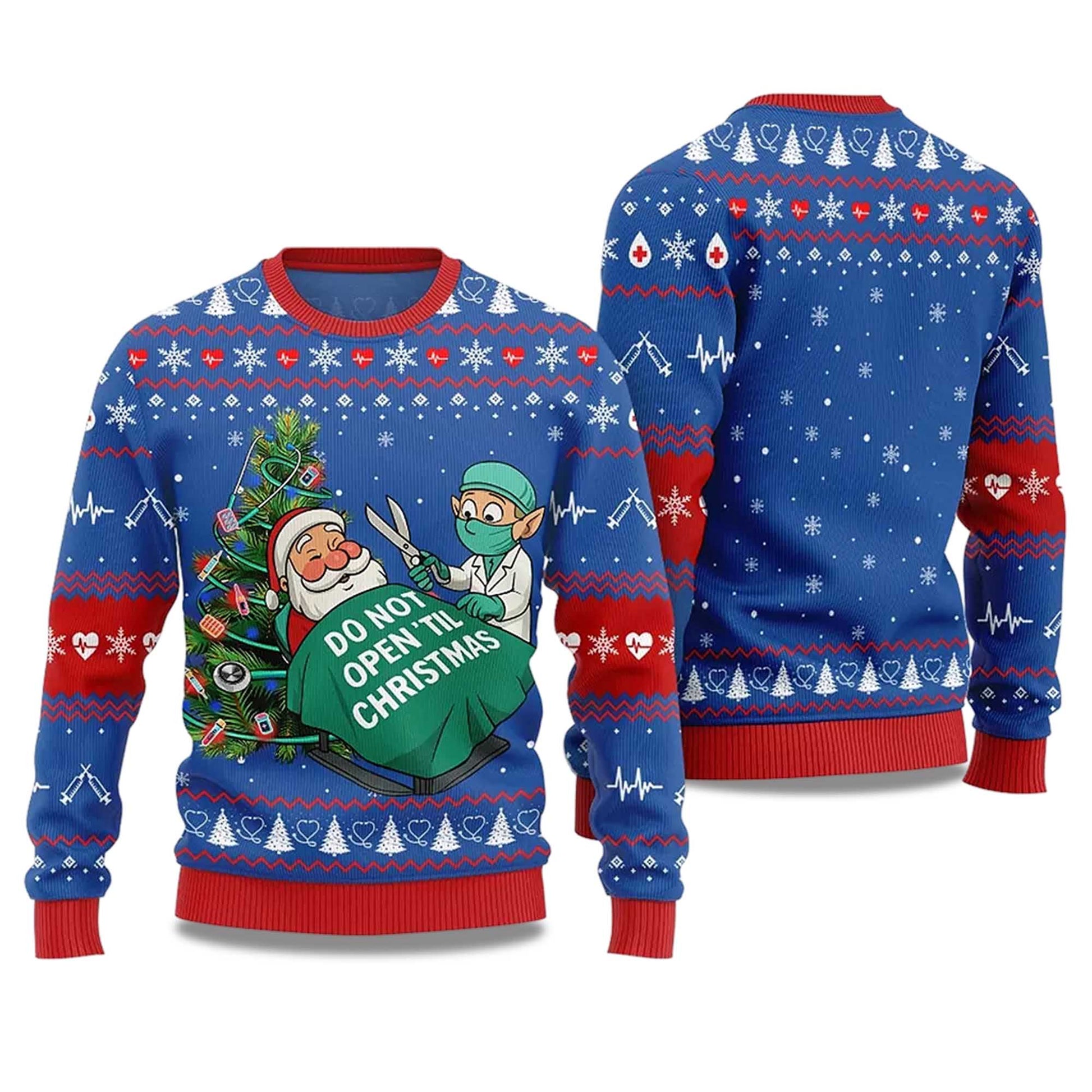 2026 Do Not Open'til Christmas Nurse Ugly Christmas Sweater Moonbestprint