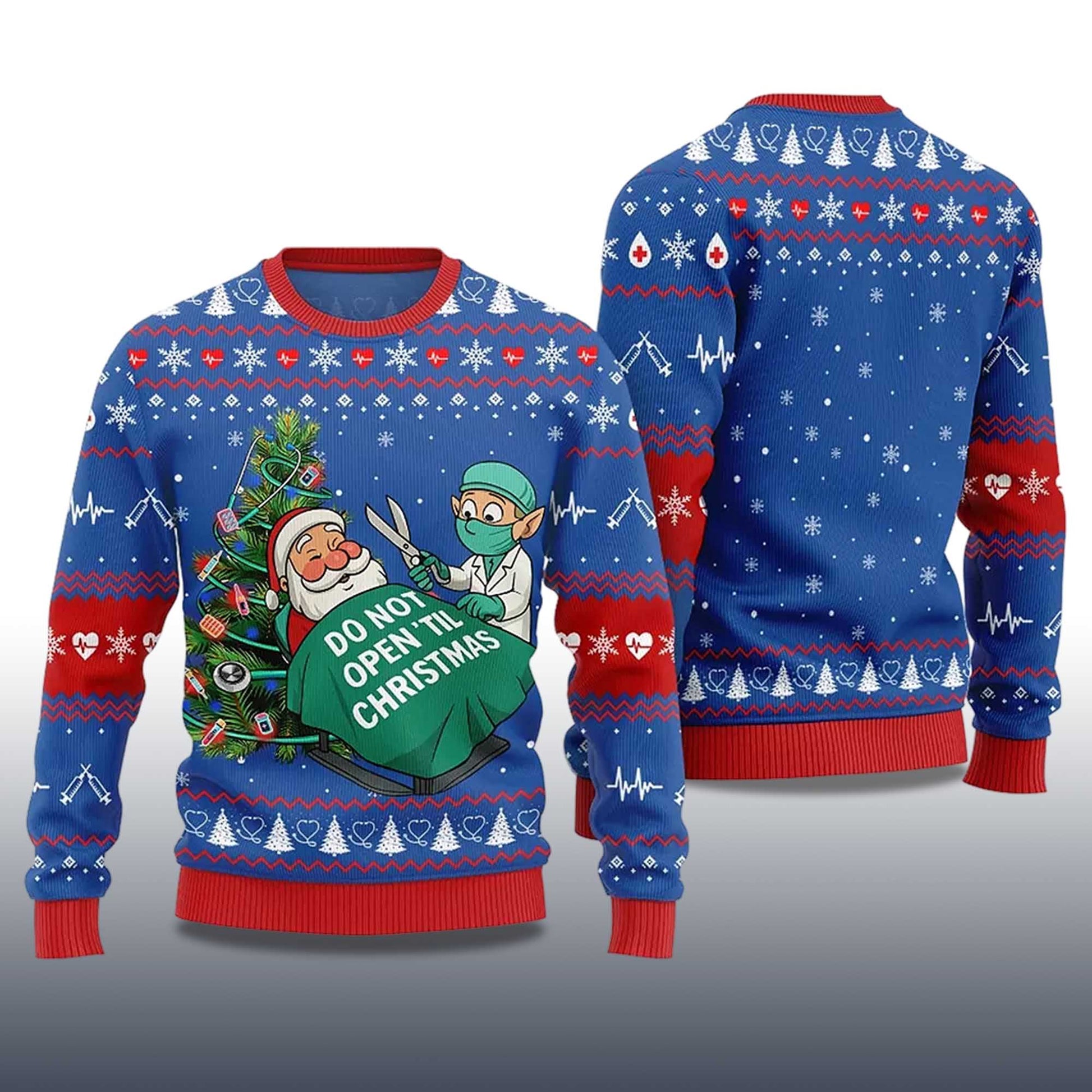 2026 Do Not Open'til Christmas Nurse Ugly Christmas Sweater Moonbestprint