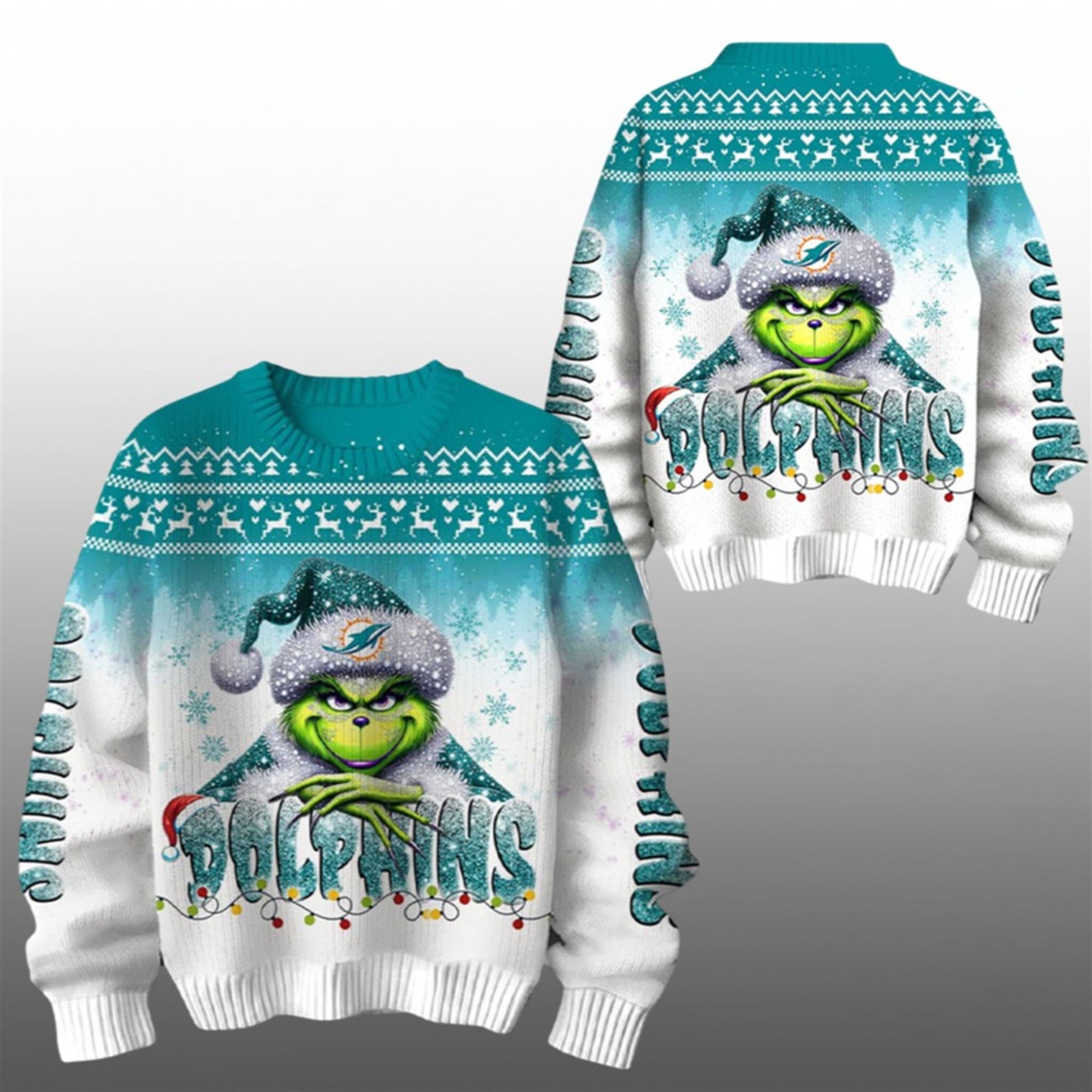 2026 Dolphins Grnch Season Christmas Ugly Sweater - Moonbestprint