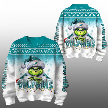 2026 Dolphins Grnch Season Christmas Ugly Sweater - Moonbestprint