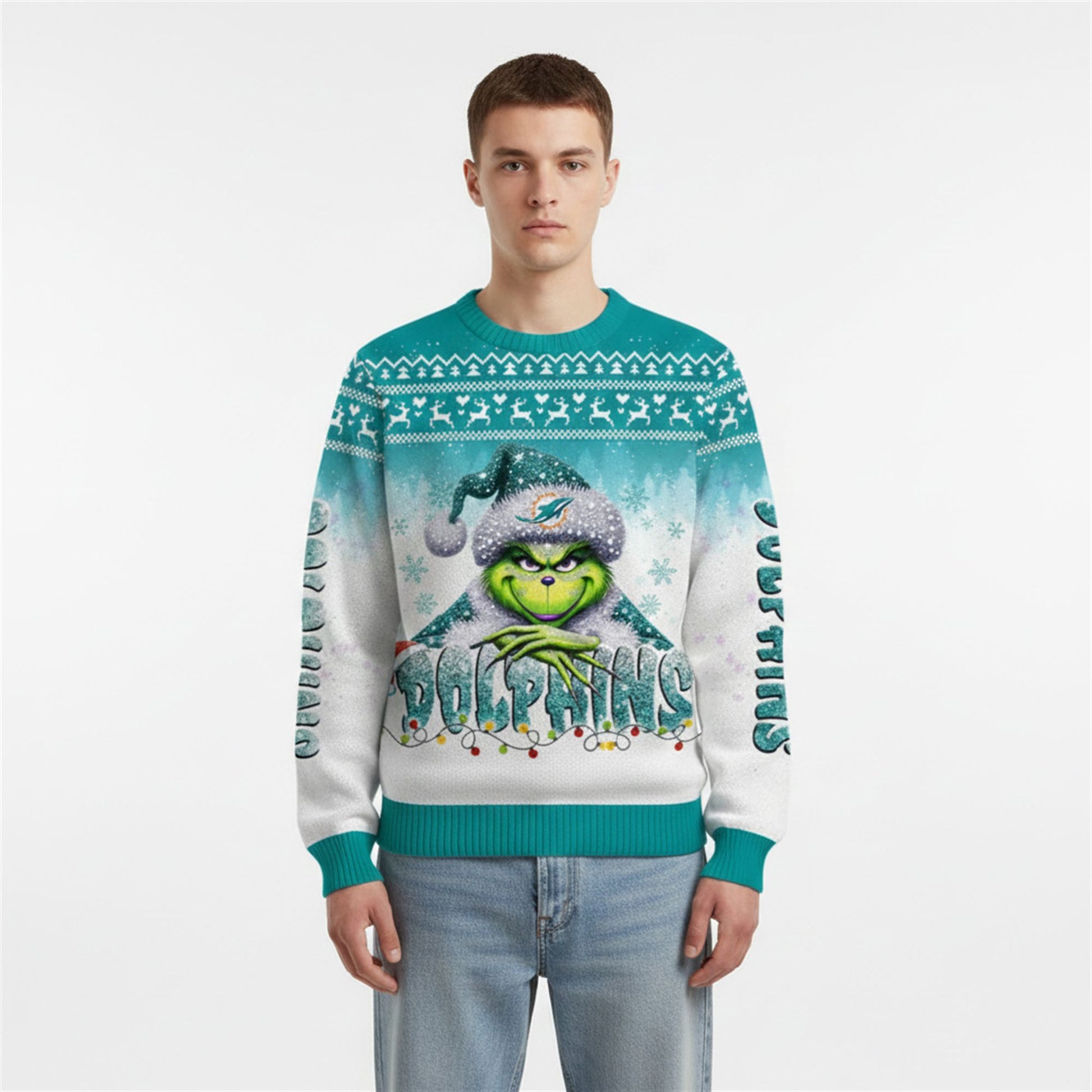 2026 Dolphins Grnch Season Christmas Ugly Sweater - Moonbestprint
