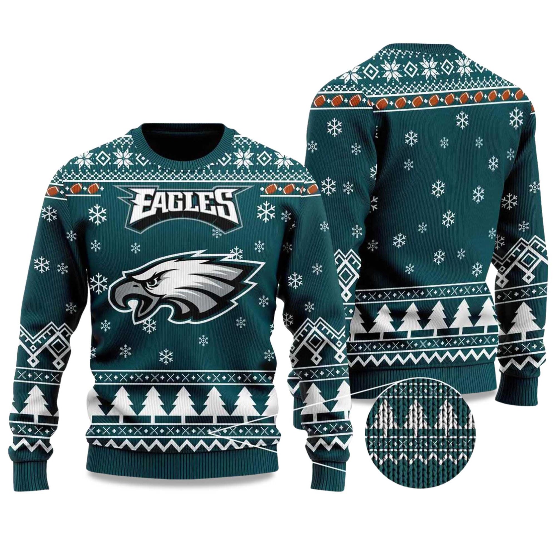 2026 Eagle Football Ugly Christmas Sweater Moonbestprint