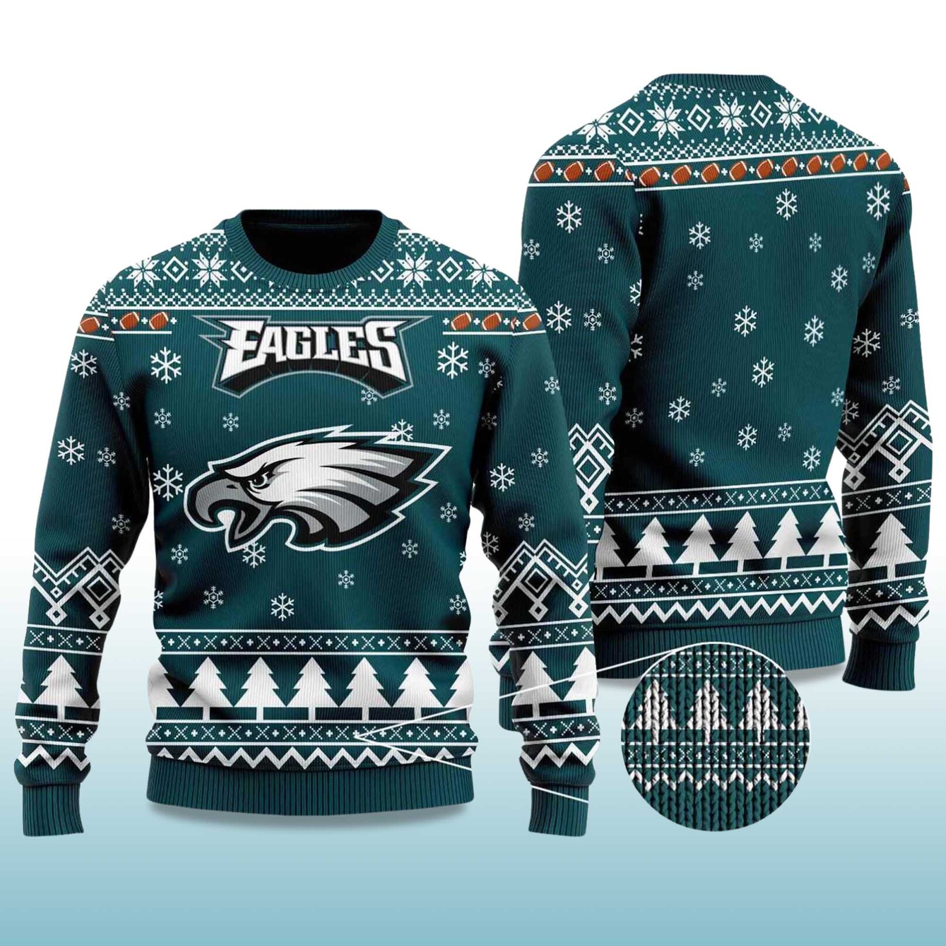 2026 Eagle Football Ugly Christmas Sweater Moonbestprint