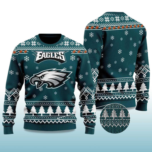 2026 Eagle Football Ugly Christmas Sweater Moonbestprint