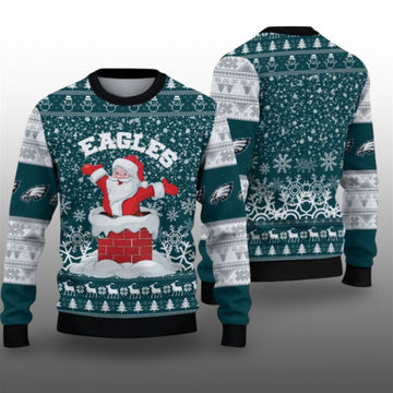 2026 Eagles Funny Santa Ugly Christmas Sweater - Moonbestprint
