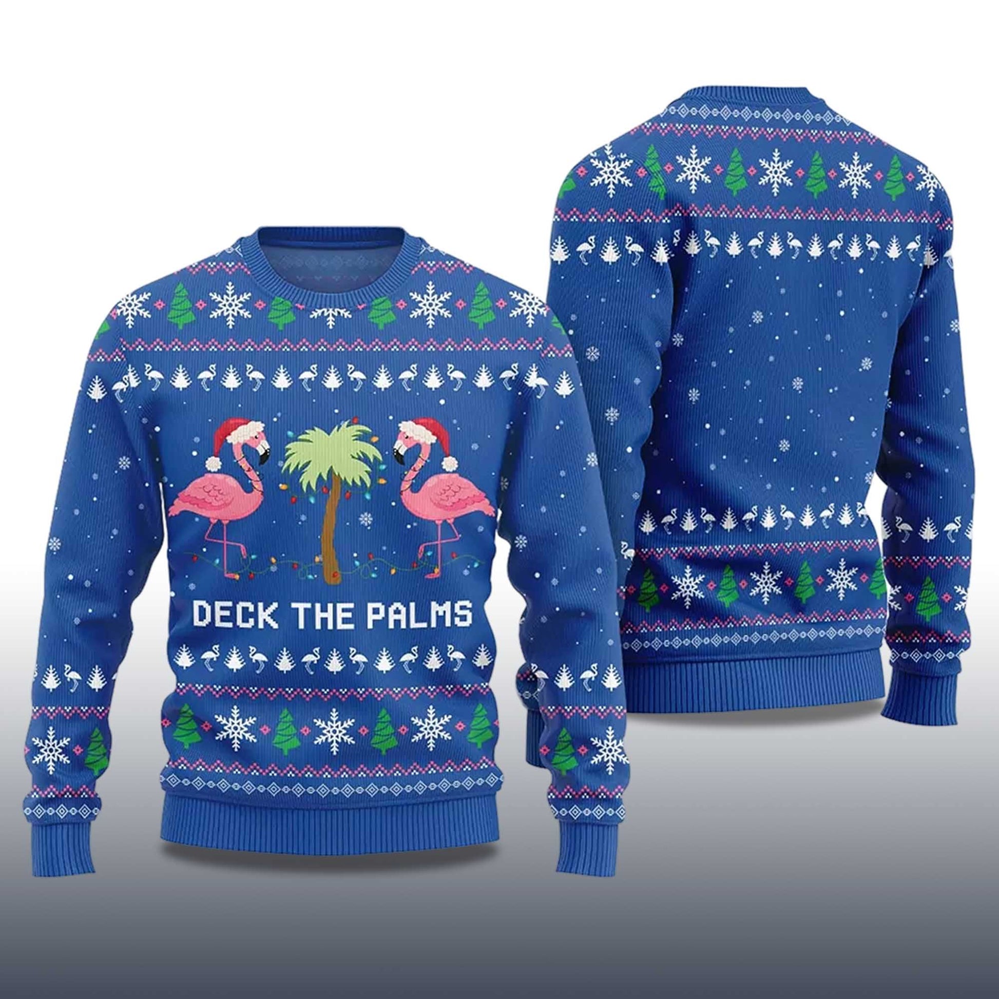 2026 Flamingo Deck The Palms Ugly Christmas Sweater Moonbestprint