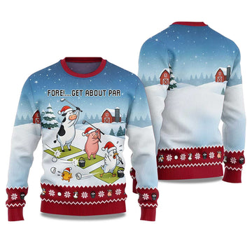2026 Fore Get About Par Ugly Christmas Sweater Moonbestprint