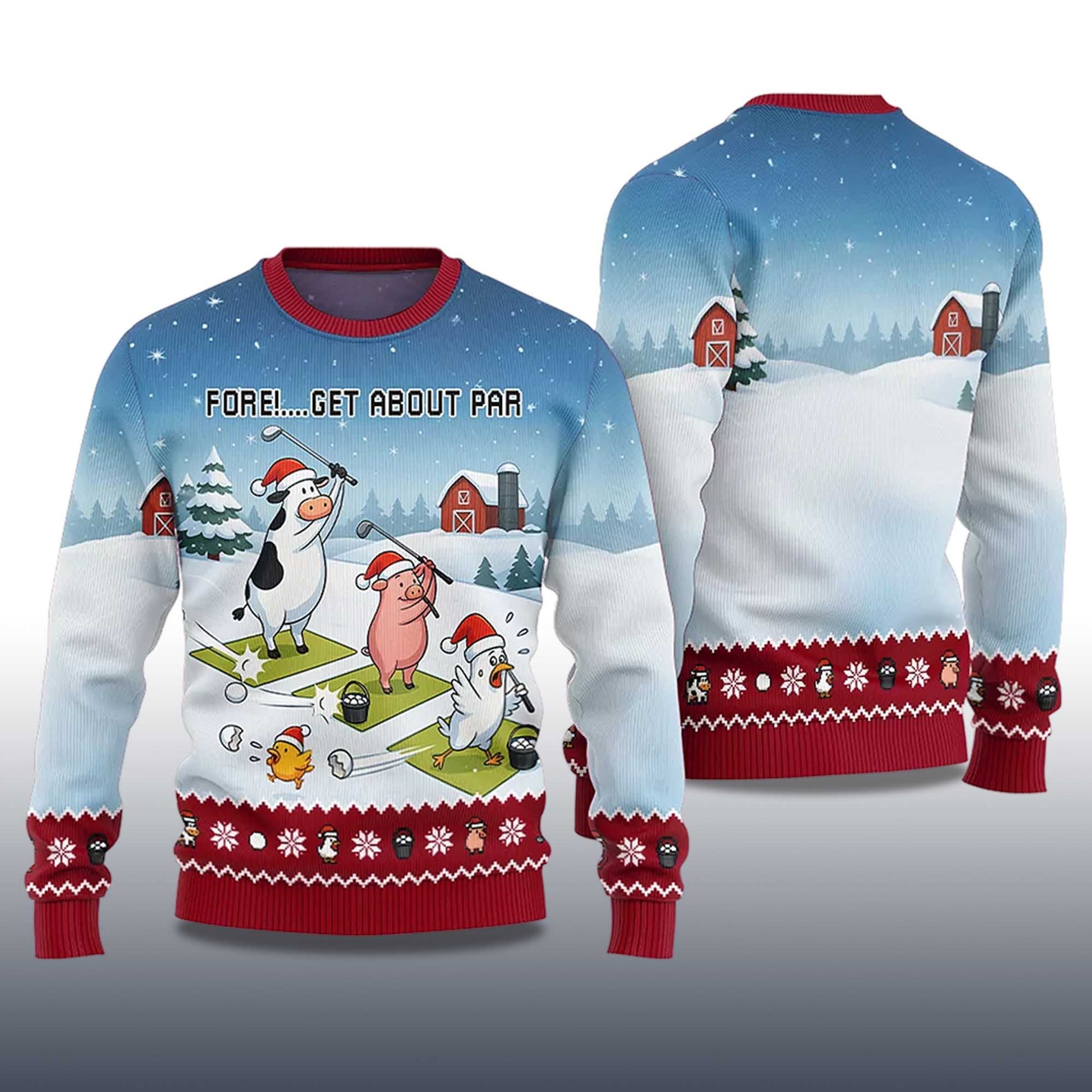 2026 Fore Get About Par Ugly Christmas Sweater Moonbestprint