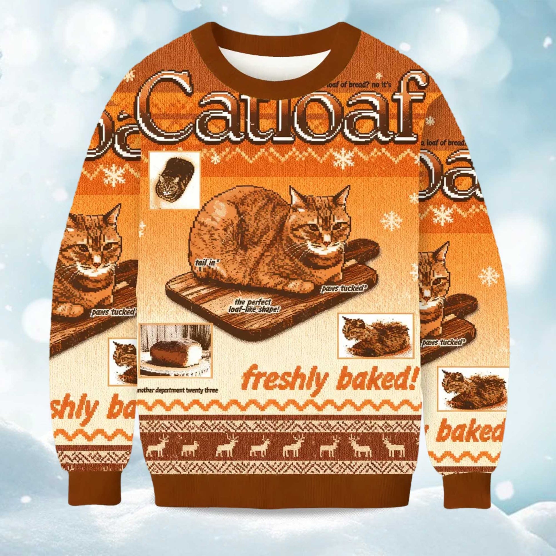 2026 Freshly Baked Cat Loaf Christmas Ugly Sweater Moonbestprint