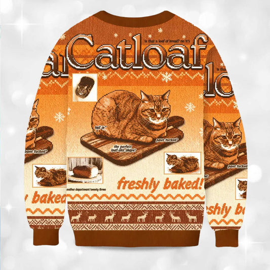 2026 Freshly Baked Cat Loaf Christmas Ugly Sweater Moonbestprint