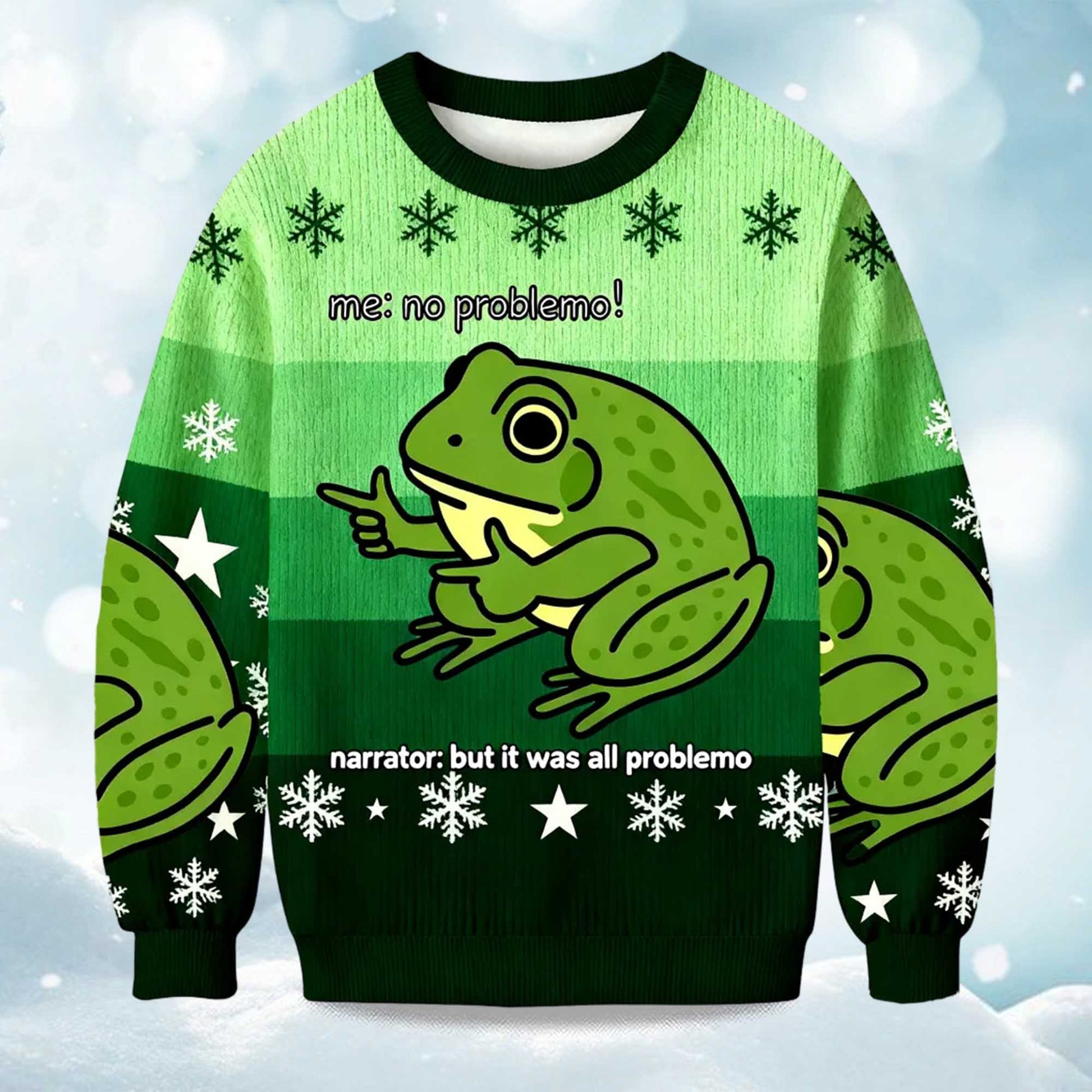 2026  Frog Me No Problemo Narrator But It Was All Problemo Christmas Ugly Sweater Moonbestprint