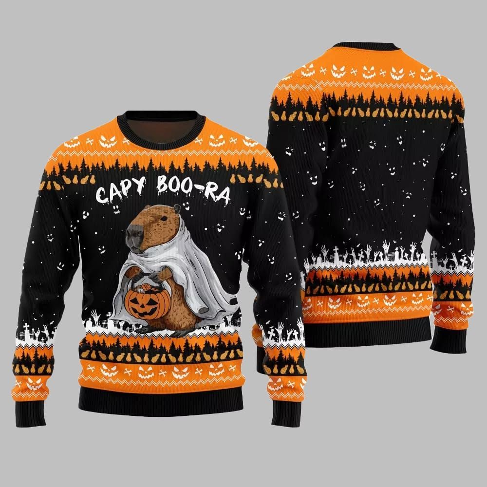 2026 Funny Capy Boo Ra Halloween Sweater - Moonbestprint