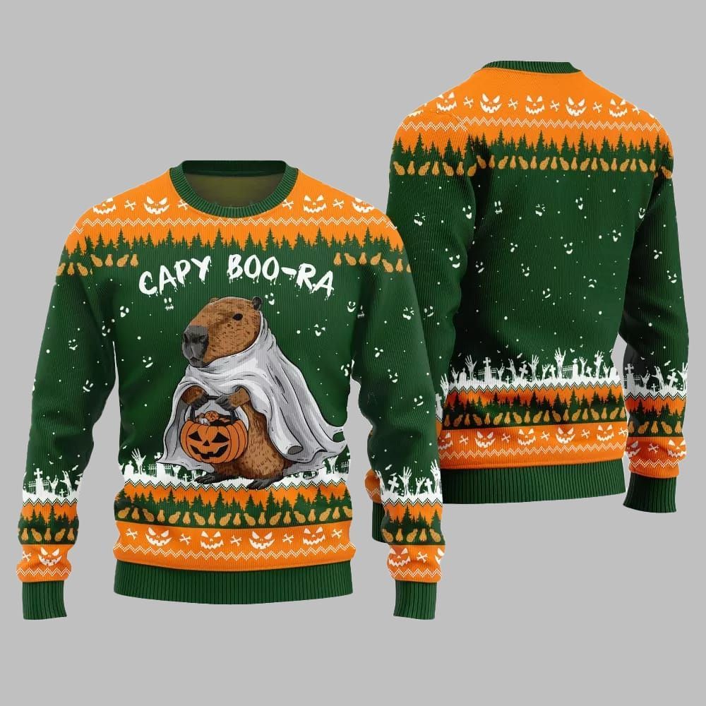 2026 Funny Capy Boo Ra Halloween Sweater - Moonbestprint