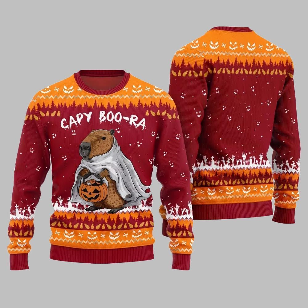2026 Funny Capy Boo Ra Halloween Sweater - Moonbestprint