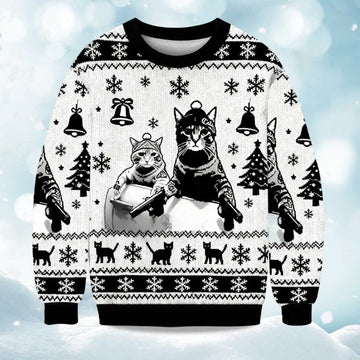 2026 Funny Cat Gang Christmas Ugly Sweater Moonbestprint