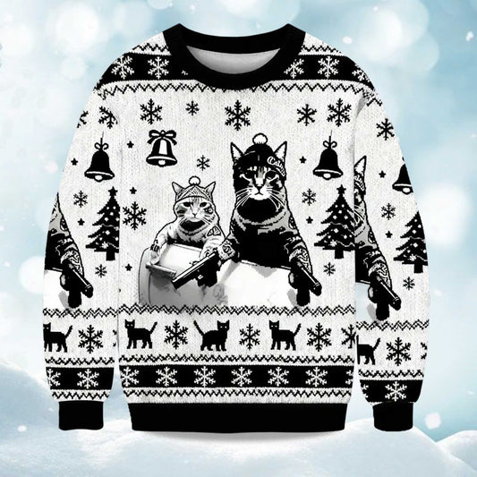 2026 Funny Cat Gang Christmas Ugly Sweater Moonbestprint