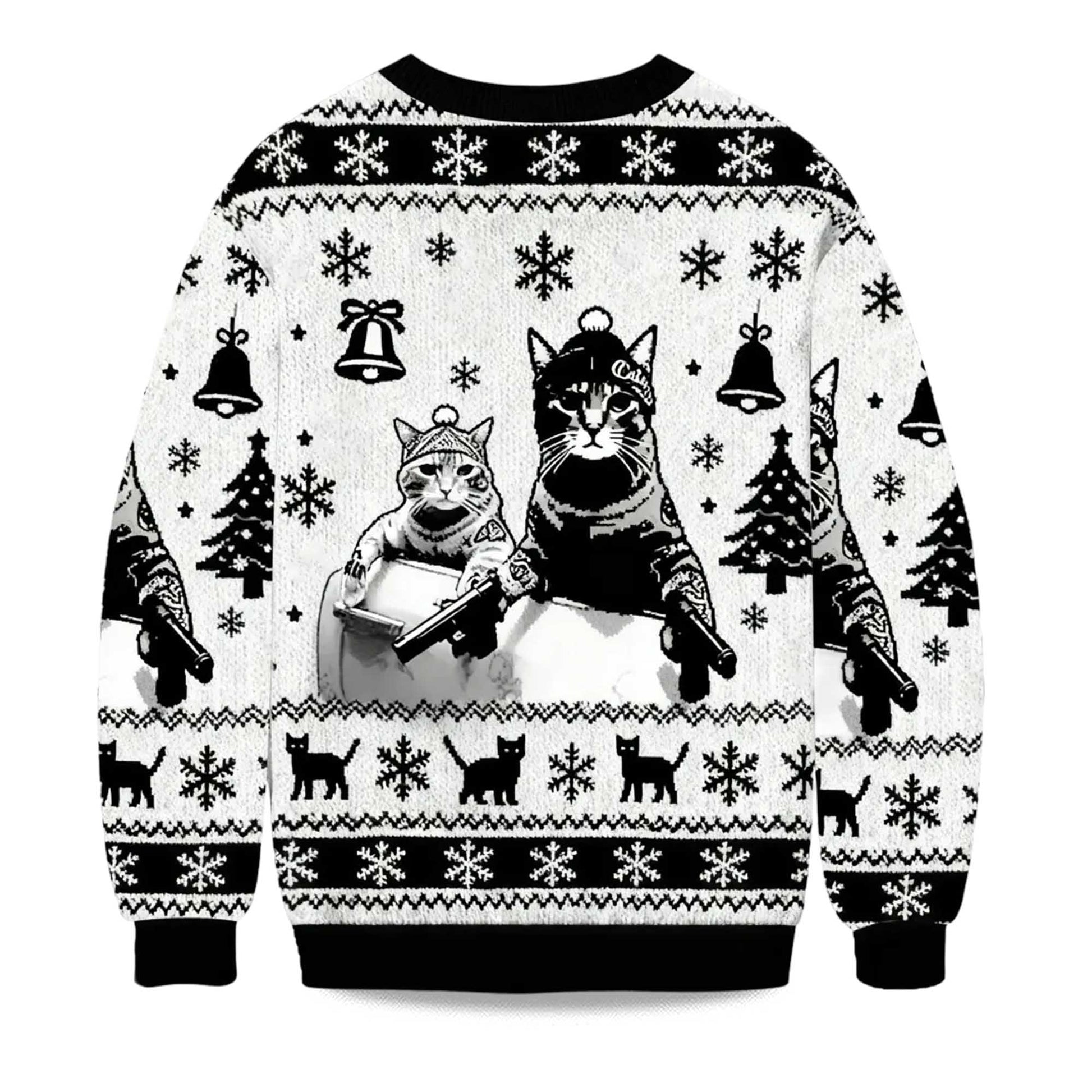 2026 Funny Cat Gang Christmas Ugly Sweater Moonbestprint